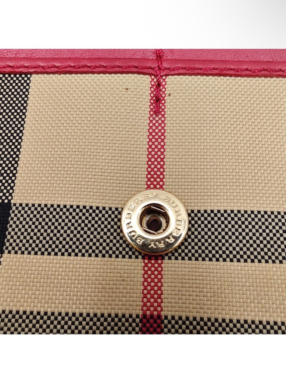 Burberry Red Leather & Classic Beige Check Continental Wallet - Picture 3 of 10
